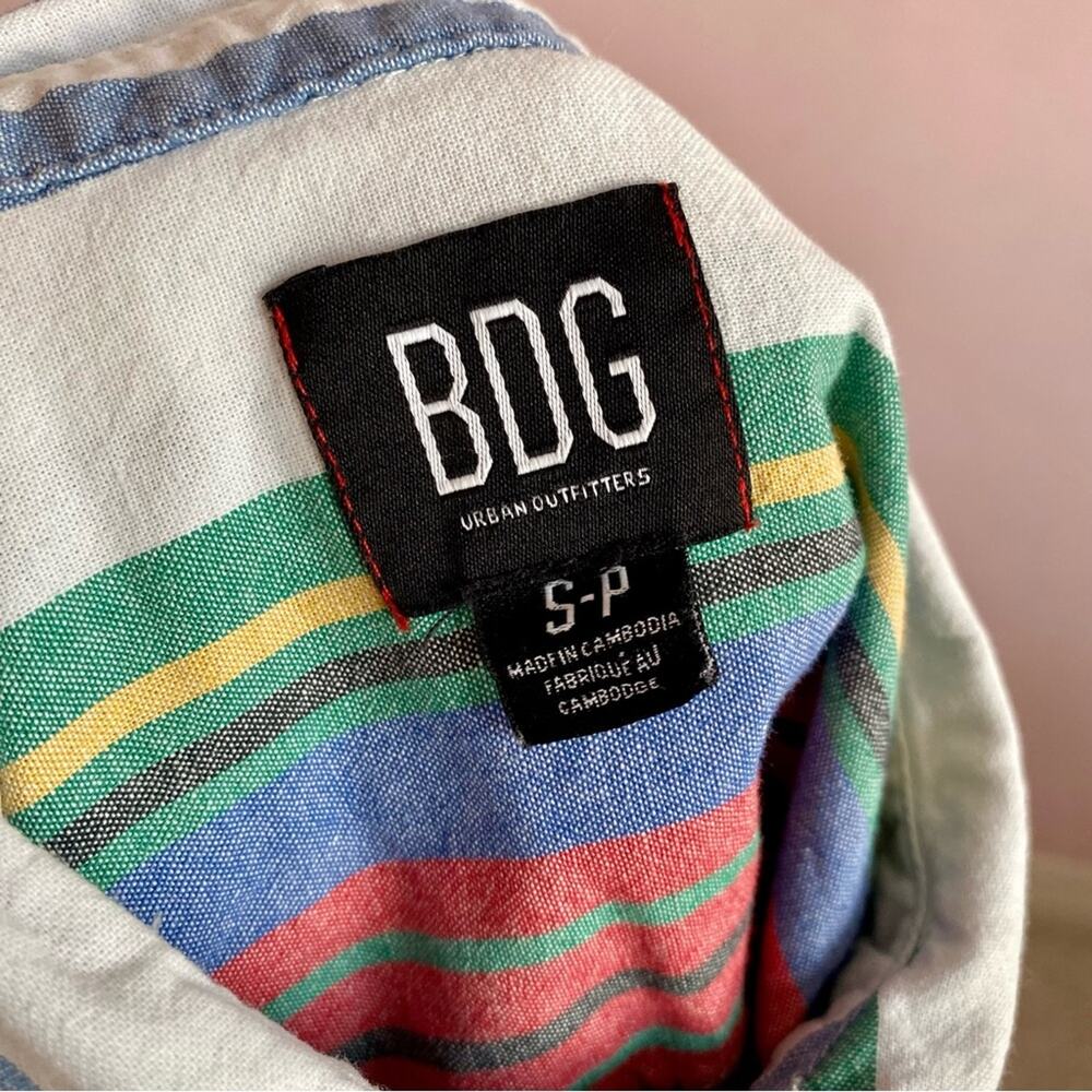 BDG Urban Outfitters 100% Cotton Stripe Casual Skater Cropped Button Down Top - Picture 3 of 8